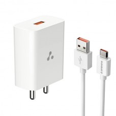 Ambrane Wall Charger UNI18 White with Type C cable