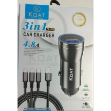 KOAT KTC-505 3in1 PD+USB 4.8A Car Charger