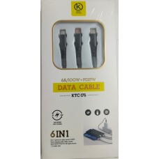 KOAT KTC-175 100W 6in1 Super Fast Charging Aluminum Alloy Braided Data Cable