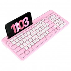 Bubble Square Wireless Keyboard with Bluetooth & 2.4 GHZ Receiver Pink