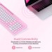 Bubble Square Wireless Keyboard with Bluetooth & 2.4 GHZ Receiver Pink