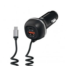 Car Power 1C 20W Car Charger with Triple Output Black