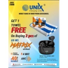 UNIX UXW5 Matrix Airbud (40 Hrs Playtime) Buy 2 pcs & Get 1 Towel for Free