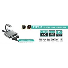 IVOOM HB-01 Type-C to HDMI, VGA, USB 3.0, PD Hub (Silver)