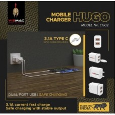 Vismac CG02 Hugo 3.1Amp 2 Port USB Current Fast Charger Micro V8