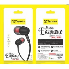 Troops TP-7150 High Quality Dual Wire Earphone With Mic