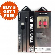 WEWO WCA-002 2.1A 1Mtr Micro/V8 Safe Speed Charge and Data Cable(Buy 5 Get 1 Free)