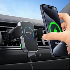 Portronics Charge Clamp 2 -Mobile Holder with 15W Wireless charger Black
