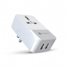 Portronics AdaptoIII Dual USB Adapter with 1 AC Power Socket 3.4Amp(White)