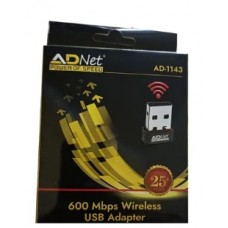 Adnet AD-1143 600Mbps High-Speed Wireless USB Adapter Mini WiFi Dongle for Laptop & Pc.