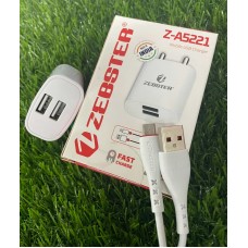 Zebster by Zebronics Z-A5221 2.1Amp Dual USB Micro/V8 Fast Charger (White) 