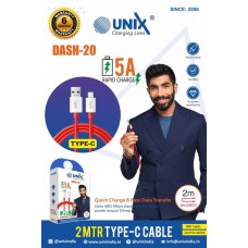 Unix Dash-20 5A 65W 2mtr Rapid Charge Type-C Cable