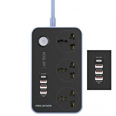 LiveTech PS06C 3 Sockets with 3 Pin Power Surge Protector Strip Surge Extension 