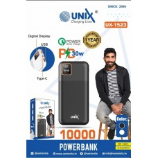 UNIX UX-1523  PD 30W 10000mAh Powerbank Dual USB With Digital Display