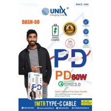 Unix Dash-60 1mtr Rapid PD 65W 5A Type- c to Type-C Cable
