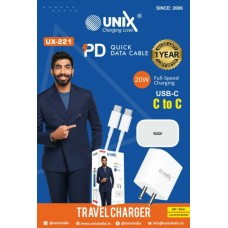 UNIX UX-221 20W  Power Adaptor With Type C to Iphone cable