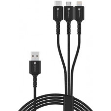 Portronics KonnectA Trio 1.5Mtr 3IN1 Fast Charging Cable(Black)