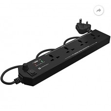 Portronics PowerPlate4 with 4Power Sockets + 1USB Port Power Converter with Extension (Black)