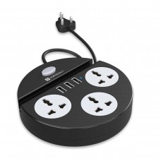 Portronics PowerPlate5 Surge Protector 1500W Power Converter with USB Charger And Mobile Holder(Black)