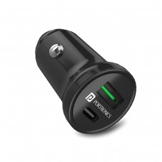 Portronics CarPower Mini Car Charger with Dual USB Port(PD+QC)(Black)