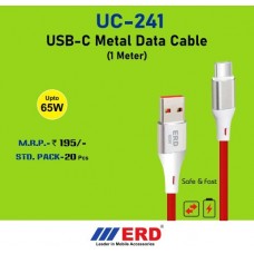 ERD UC-241 USB-C Metal Data Cable 65W (1mtr)