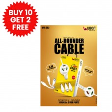 Ubon WR-662 All-Rounder 1M 6in1 3 Plugs and 3 Usb Ports Data cable(Buy 10 Get 2 FREE)