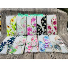 Imported Premium Back Case Flowers With Sparking Hearts and Pop Socket