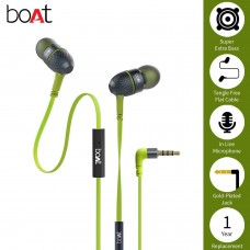 Boat BassHeads 228 Wired EarPhone With Mic(pouch included)Green