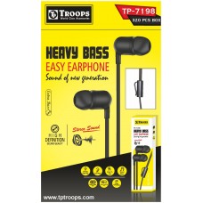 Troops TP-7198 Heavy Bass Wired Earphone With Mic