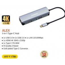 Hammok ALEX Type-C 5 in 1 Converter (RJ45/HDMI/USB3.0/USB2.0/PD