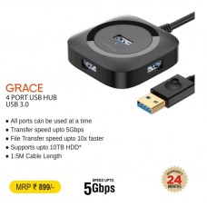 Hammok GRACE 4 Port USB Hub - 3.0 (Black)