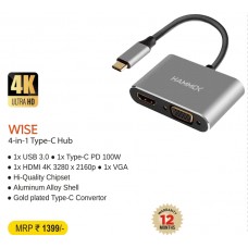 Hammok WISE Type-C  4 in 1 Converter (HDMI/VGA/USB3.0/PD)