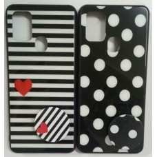 Dots n Stripes Glass Imported Glass Case with Pop Socket
