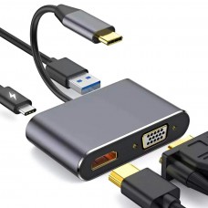 LiveTech Link 4in1 USB TypeC to HDMI Port VGA Port USB Adapter