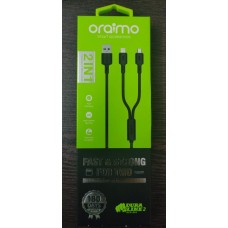 Oraimo D62 2in1 (Micro USB + Iphone) Data Charge Cable(Black)