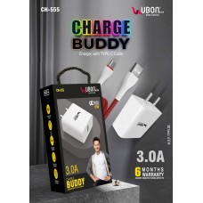 Ubon CH-555 3.0Amp Buddy Charge With Type-C USB Cable
