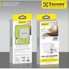 Troops TP-531 2.4Amp Dual USB Micro/V8 Charger