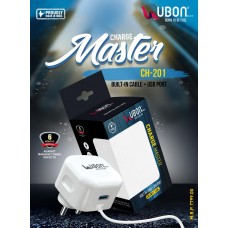 Ubon CH-201 Master Charge Built-in-Cable + USB Port