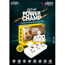 Ubon EXT-100 Power Champ 3 Ports Extension Socket with Switch Button