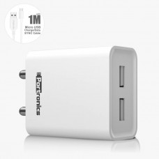 Portronics ADAPTO66 micro/V8 Dual USB 2.4A Fast Mobile Charger 