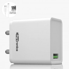 Portronics adaptoone Single USB QC 18W/3A typeCCharger(White)